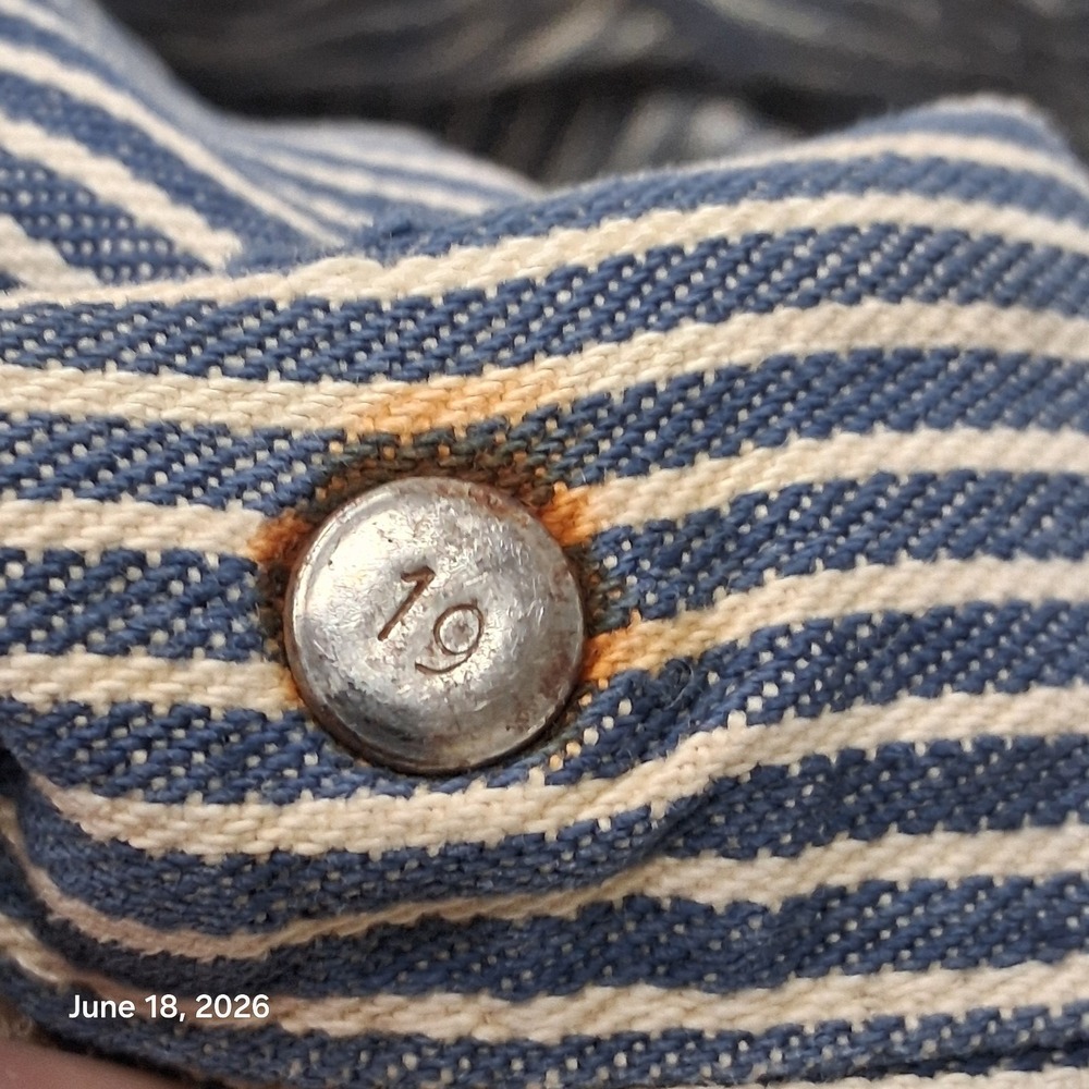 Vintage 1970s Oshkosh B Gosh Hickory Stripe Chore Coat Size 44 Large Railroad - Picture 10 of 14